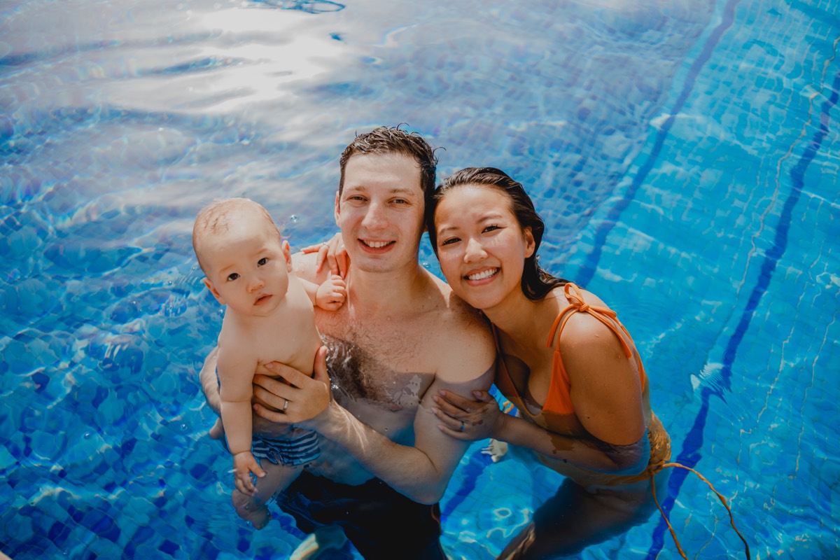 Family portrait in the pool, Cancún
