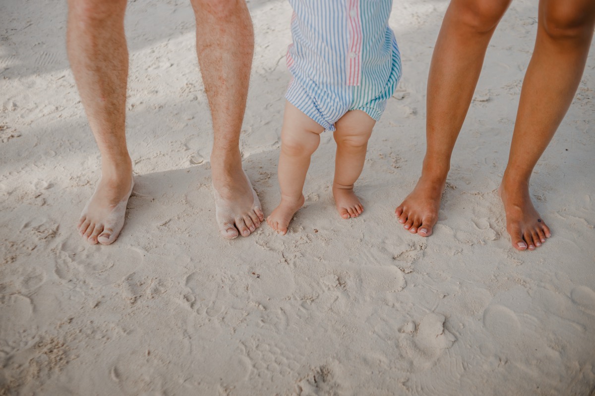 Baby's first steps on the sand, Cancún
