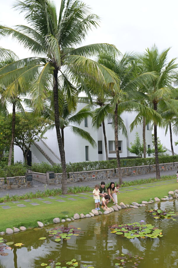 Kids at the resort lagoon, Da Nang