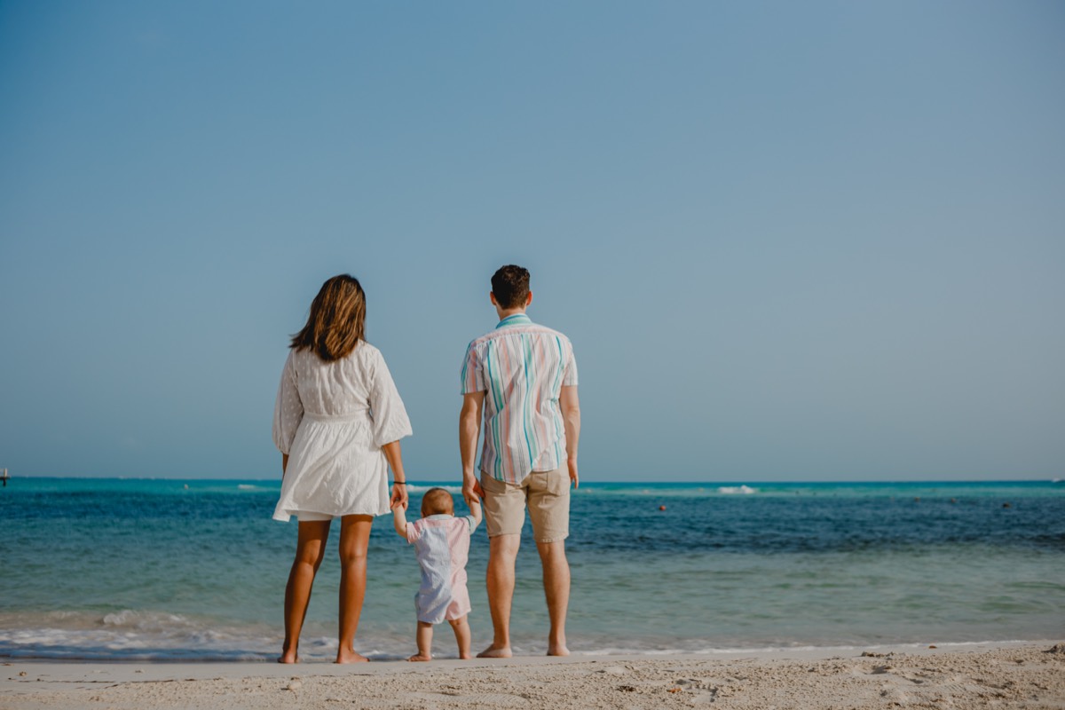 Family looking out to the sea